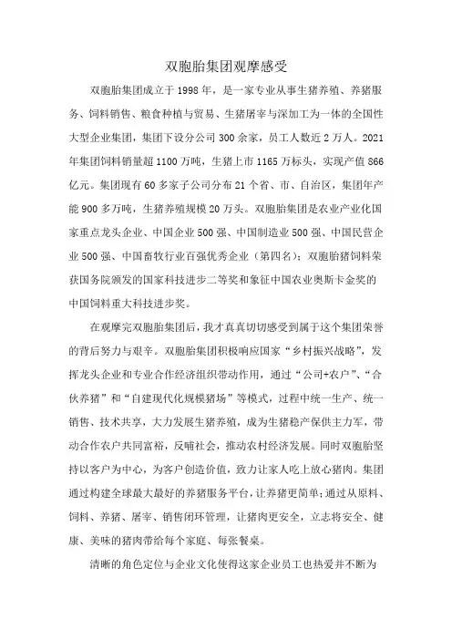 双胞胎集团观摩感受