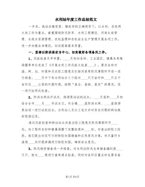 水利站年度工作总结范文(3篇)
