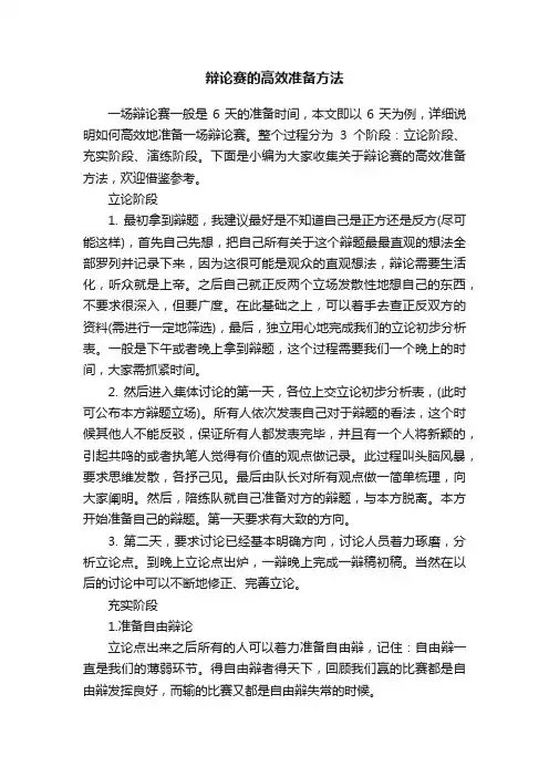 辩论赛的高效准备方法