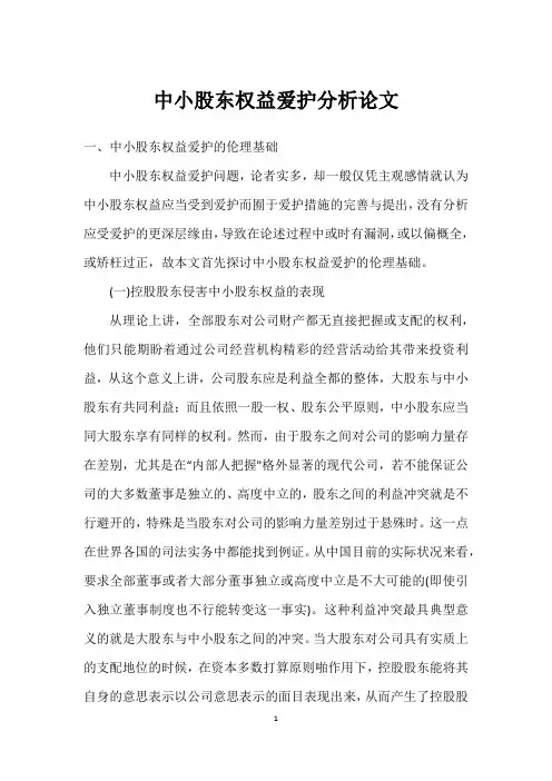 中小股东权益保护分析论文