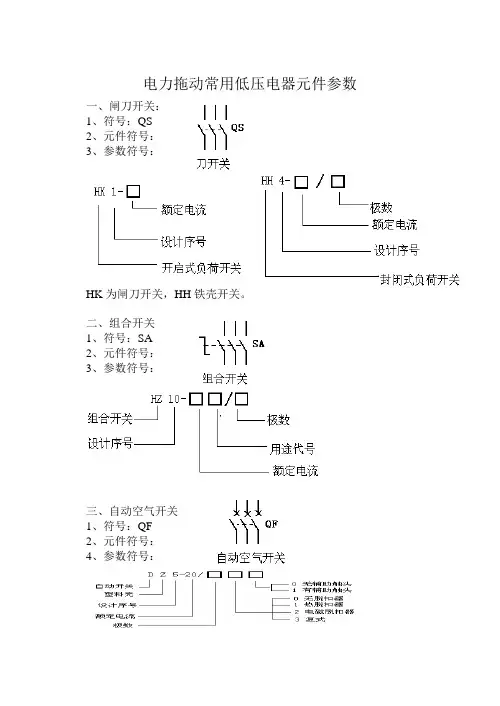 电力拖动常用低压电器元件参数