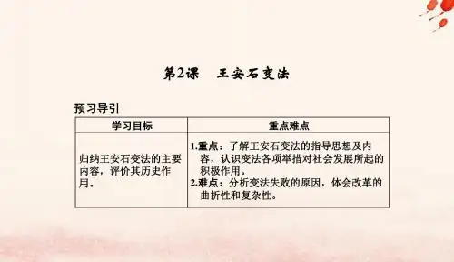 2018_2019学年高中历史专题四王安石变法4_2王安石变法课件人民版选修120190128341