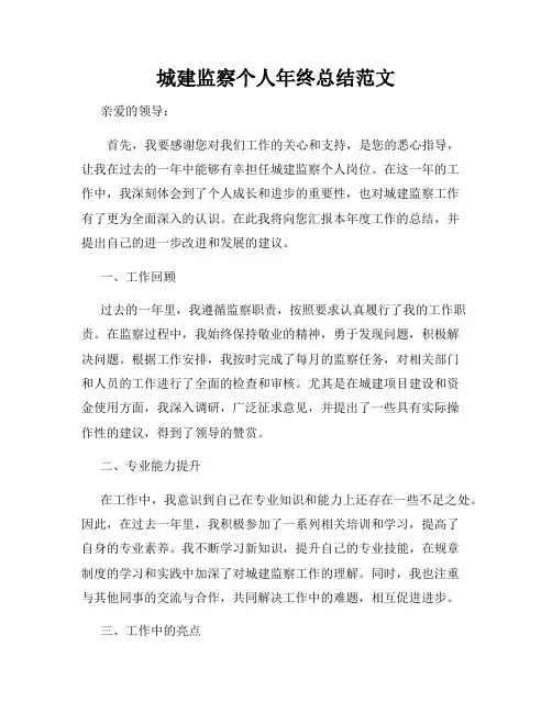 城建监察个人年终总结范文