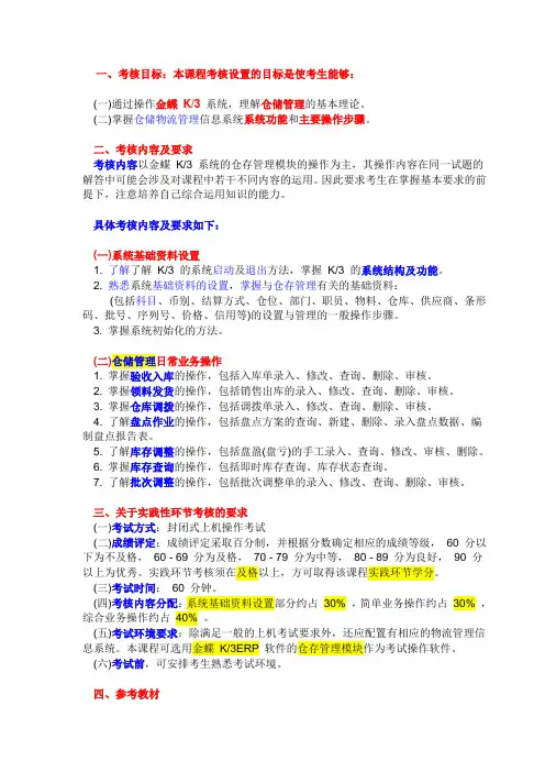 000考试大纲《物流管理软件操作》(实践)