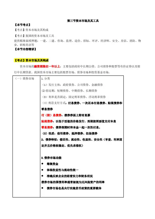 中级经济师-金融、第一章金融市场与金融工具-第三节资本市场及其工具