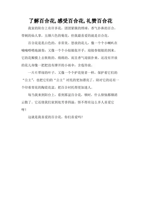 了解百合花,感受百合花,礼赞百合花