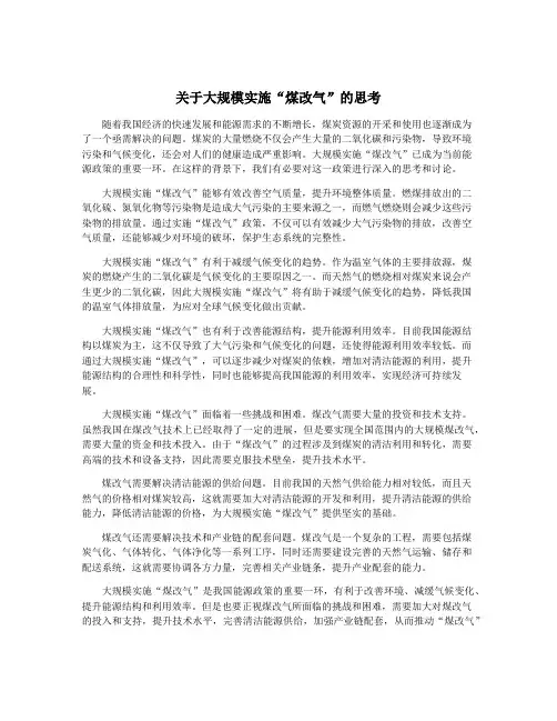 关于大规模实施“煤改气”的思考