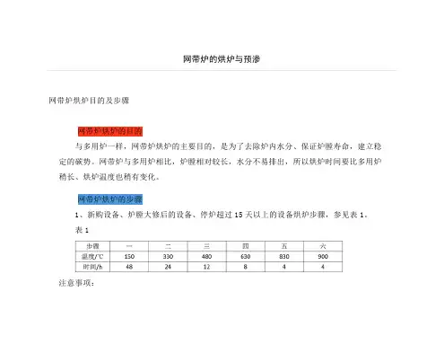 网带炉的烘炉与预渗