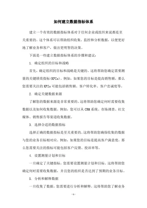 如何建立数据指标体系