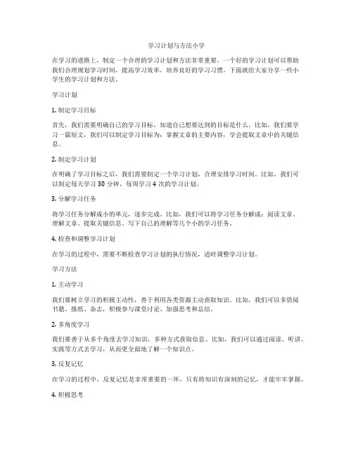 学习计划与方法小学