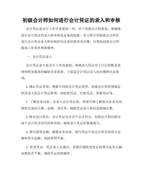 初级会计师如何进行会计凭证的录入和审核