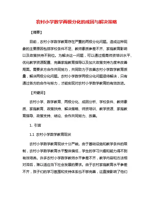 农村小学数学两极分化的成因与解决策略