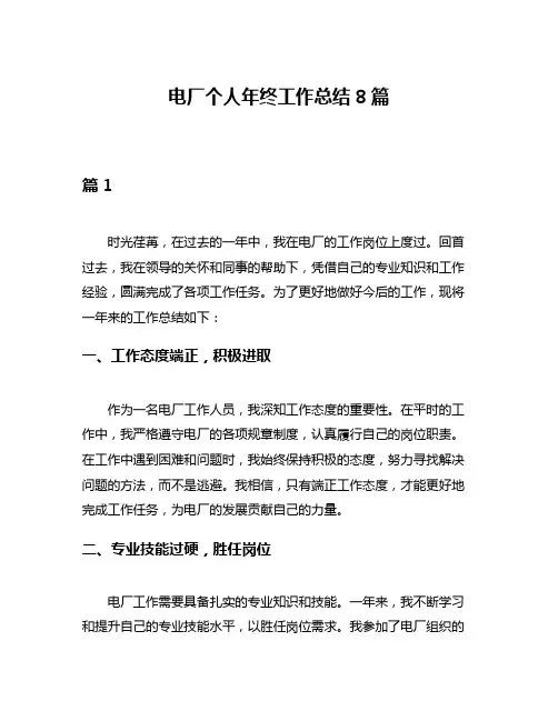 电厂个人年终工作总结8篇