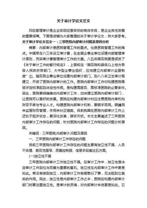 关于审计学论文范文