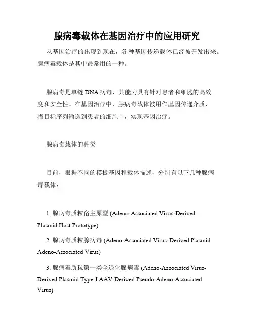 腺病毒载体在基因治疗中的应用研究
