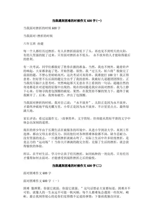 当我遇到困难的时候作文600字