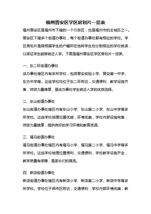 福州晋安区学区房划片一览表