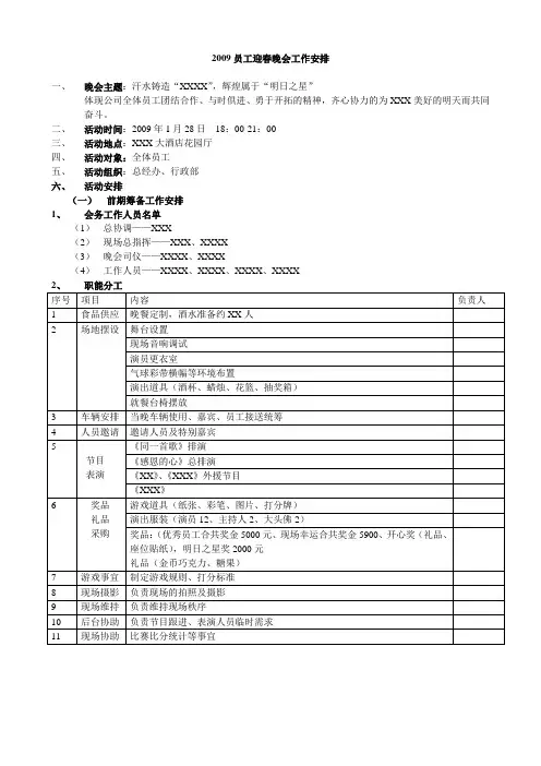 2009年迎春晚会方案