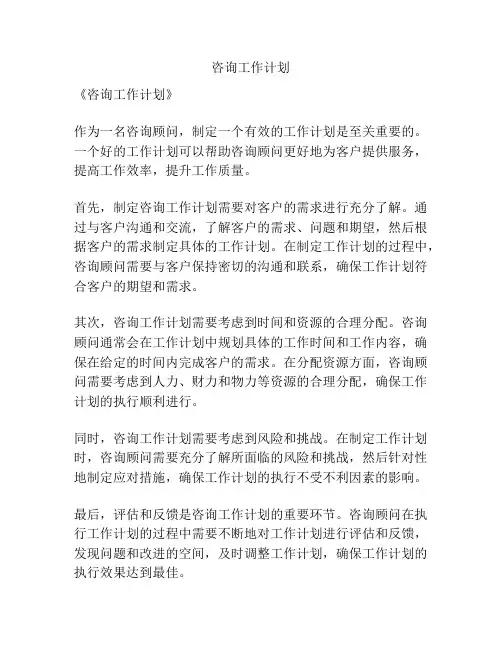 咨询工作计划