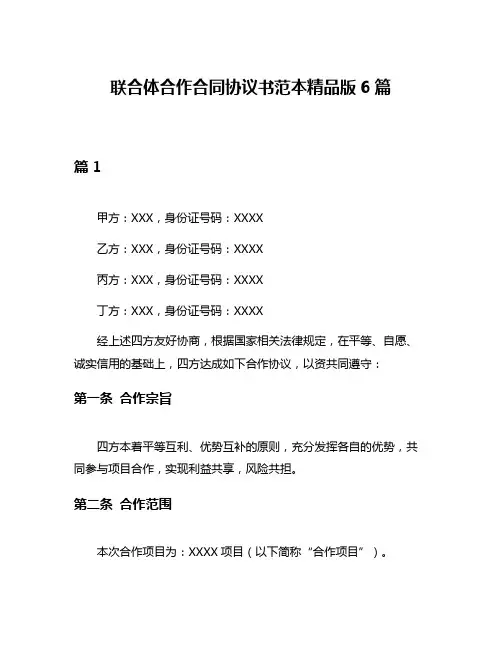 联合体合作合同协议书范本精品版6篇