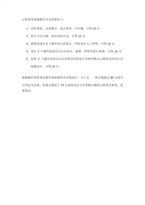 心肺复苏技能操作评分标准