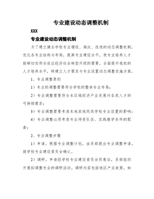 专业建设动态调整机制