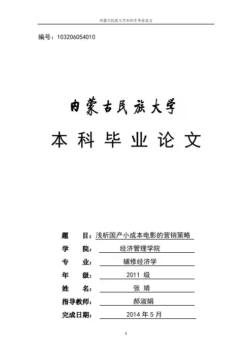 国产小成本电影发展的成功启示