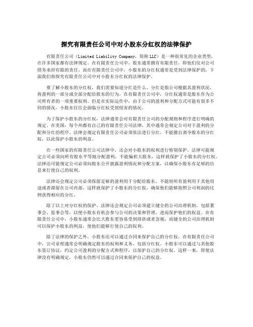 探究有限责任公司中对小股东分红权的法律保护