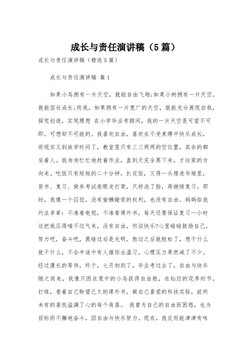 成长与责任演讲稿(5篇)