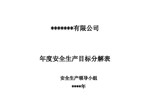 年度安全生产目标分解表