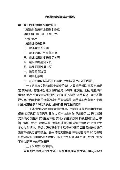 内部控制系统审计报告