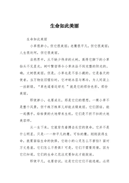 初中议论文作文：生命如此美丽