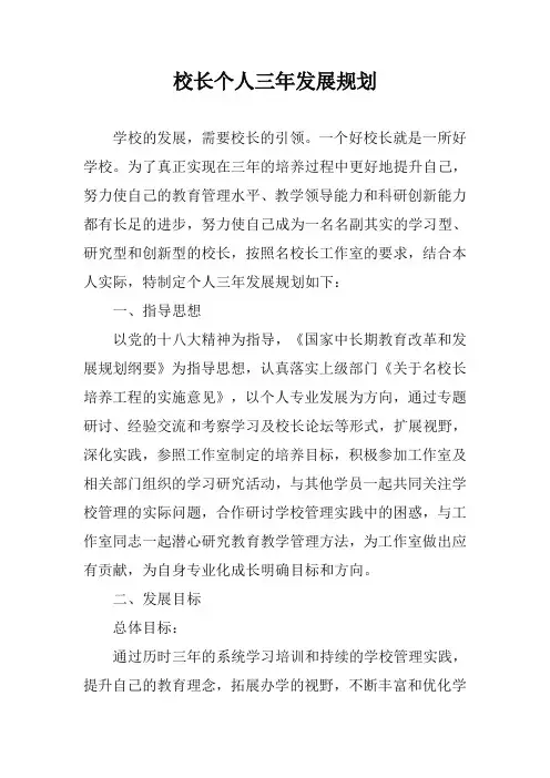 武冈三中校长个人三年发展规划