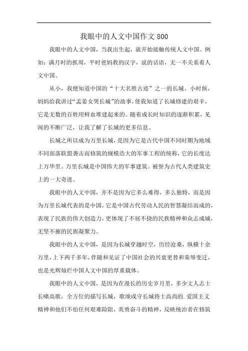 我眼中的人文中国作文800