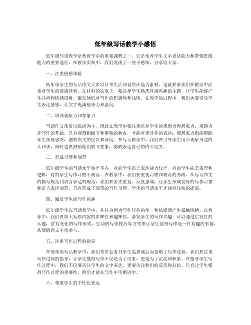 低年级写话教学小感悟