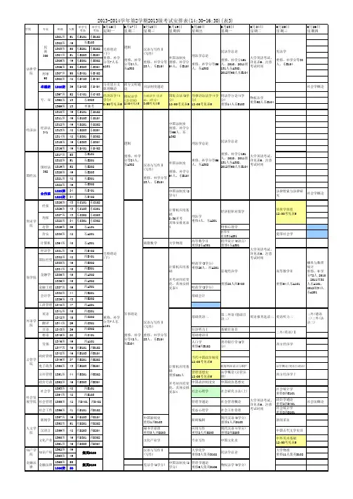 2014年6月期末考试日程(正式版)