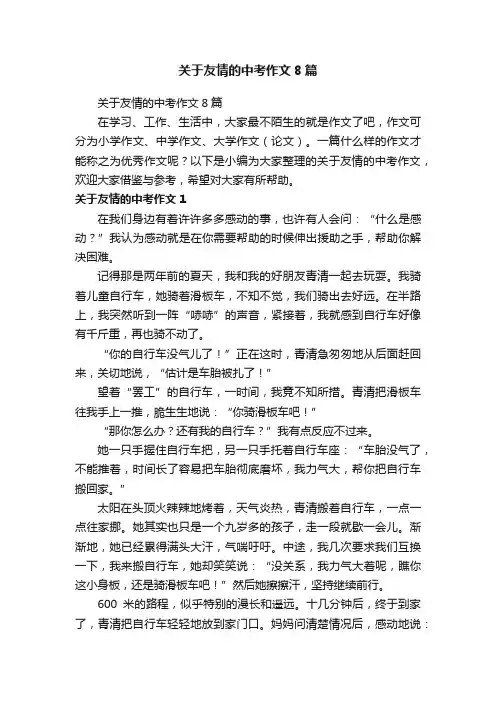 关于友情的中考作文8篇