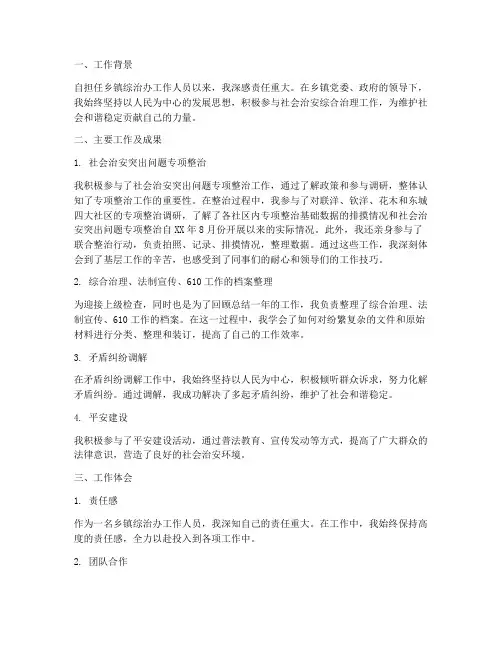 个人乡镇综治办工作总结