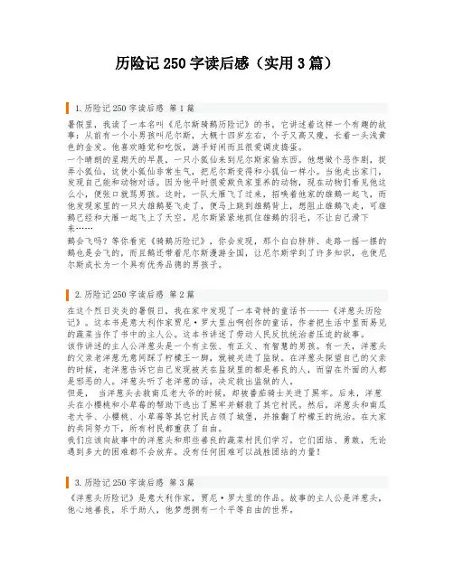历险记250字读后感(实用3篇)