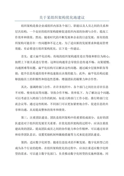 关于某组织架构优化地建议