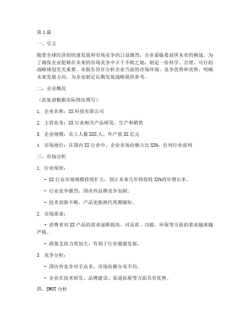 战略规划报告(3篇)