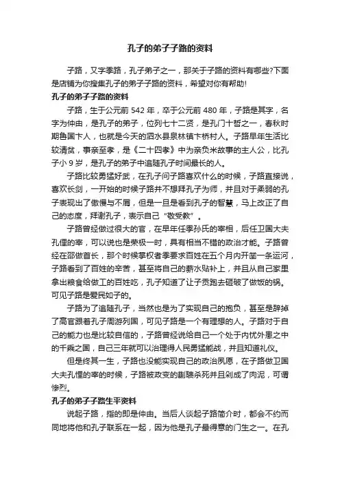 孔子的弟子子路的资料