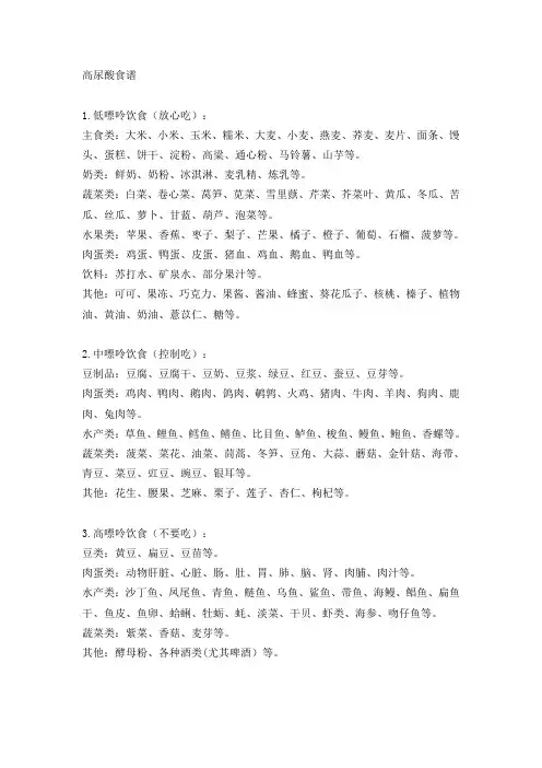 高尿酸食谱