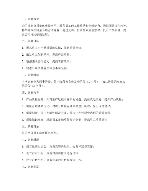 质量专项劳动竞赛方案