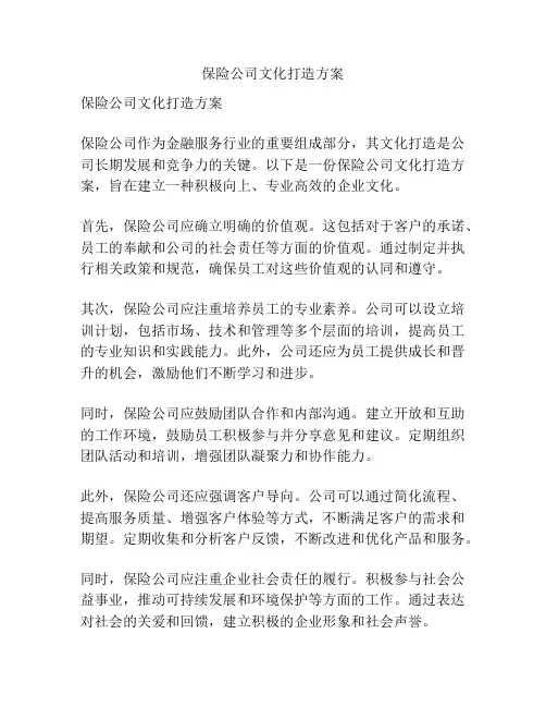 保险公司文化打造方案
