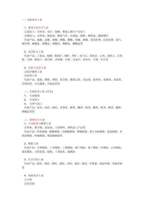 行业分类 化工