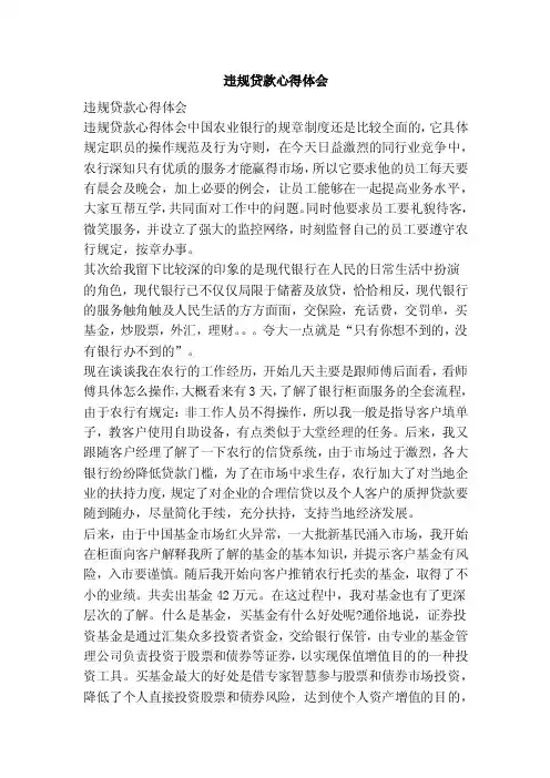 违规贷款心得体会（范文）