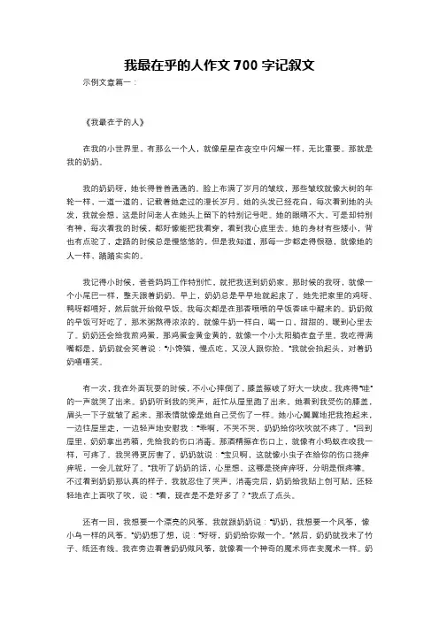我最在乎的人作文700字记叙文