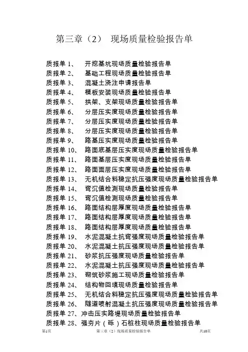 现场质量检验报告单