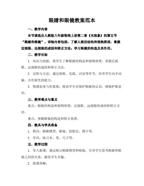 眼睛和眼镜教案范本